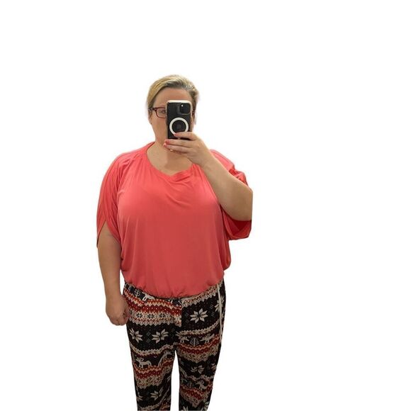 Chico’s Top with flutter sleeves Size 3 X pink/orange color - Picture 7 of 7